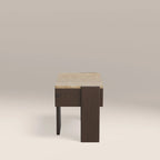 Conan Wooden 1 Drawer Bedside Table | Cappuccino Marble & Dark Walnut