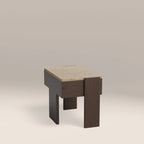 Conan Wooden 1 Drawer Bedside Table | Cappuccino Marble & Dark Walnut