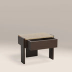 Conan Wooden 1 Drawer Bedside Table | Cappuccino Marble & Dark Walnut