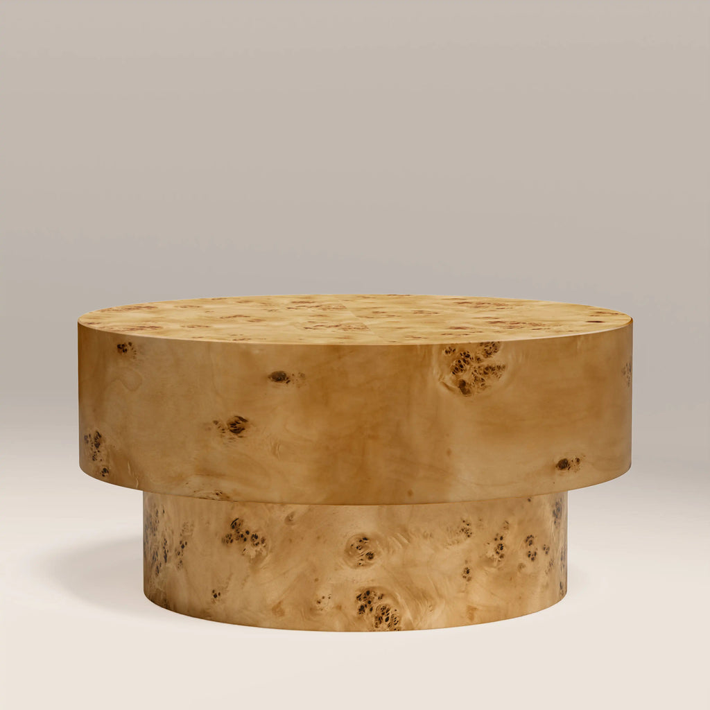 Dalton Round Wooden Coffee Table | Burl Wood