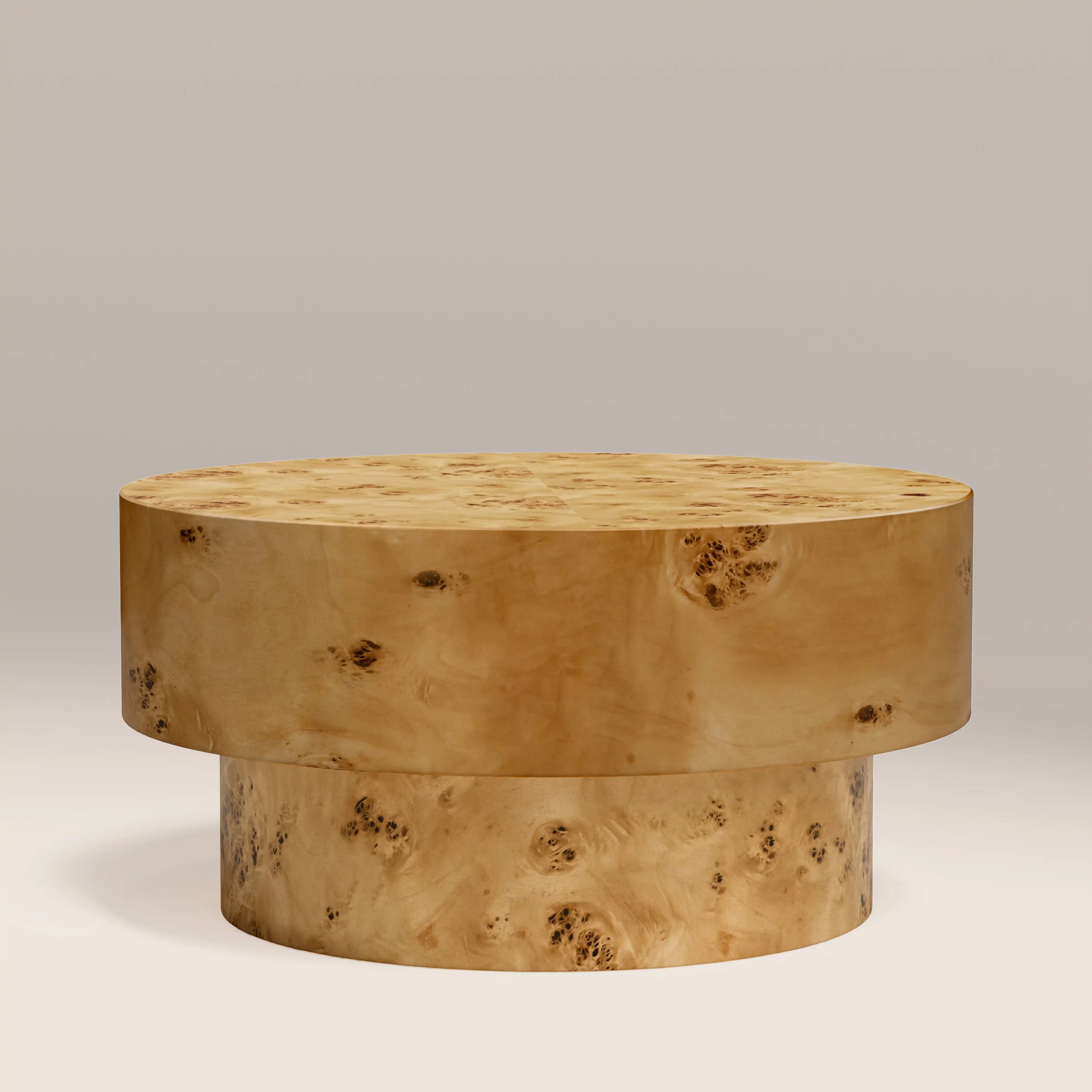 Dalton Round Wooden Coffee Table | Burl Wood