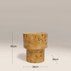 Dalton Round Wooden Side Table | Burl Wood