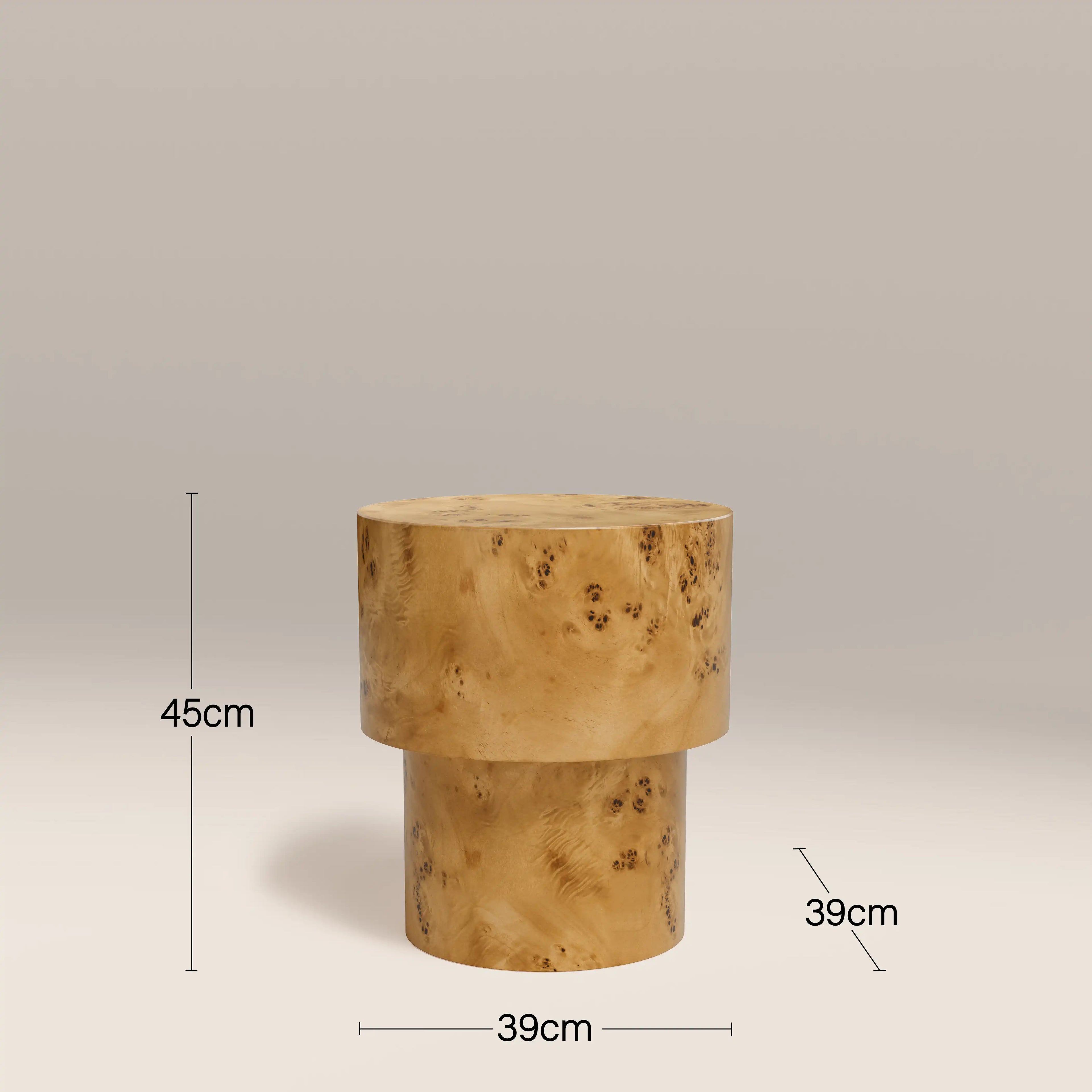 Dalton Round Wooden Side Table | Burl Wood