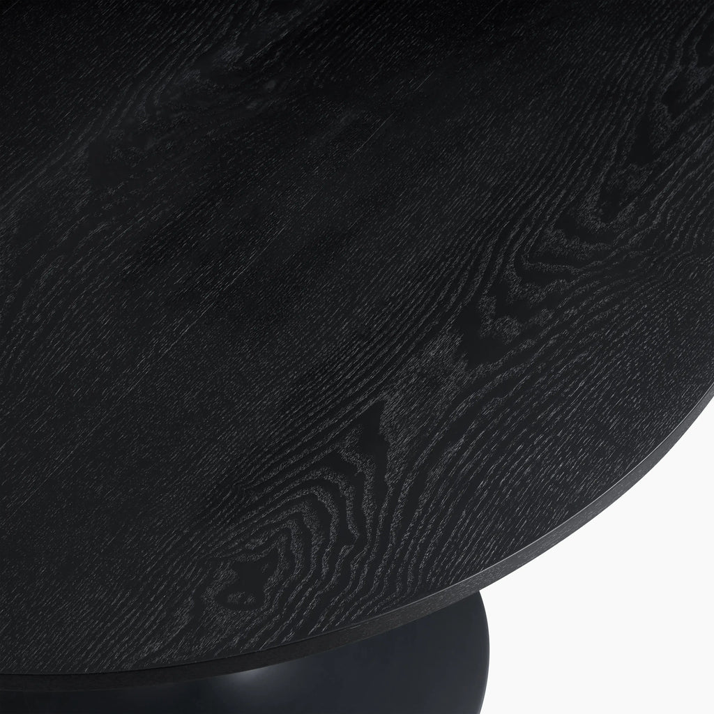 Isla 4 Seat Round Wooden Dining Table | Black Ash