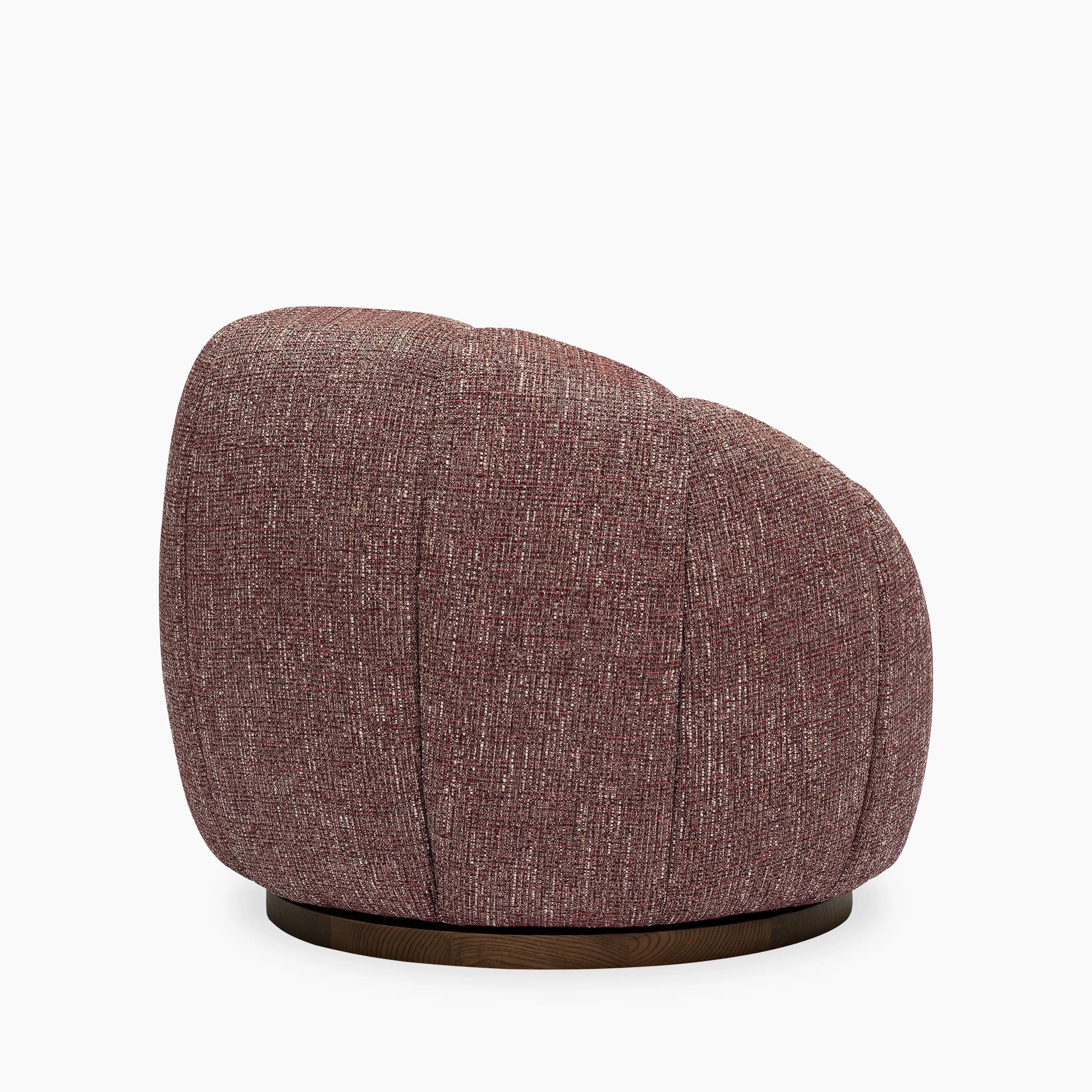 Ivy Swivel Armchair | Speckled Berry Red Boucle & Walnut