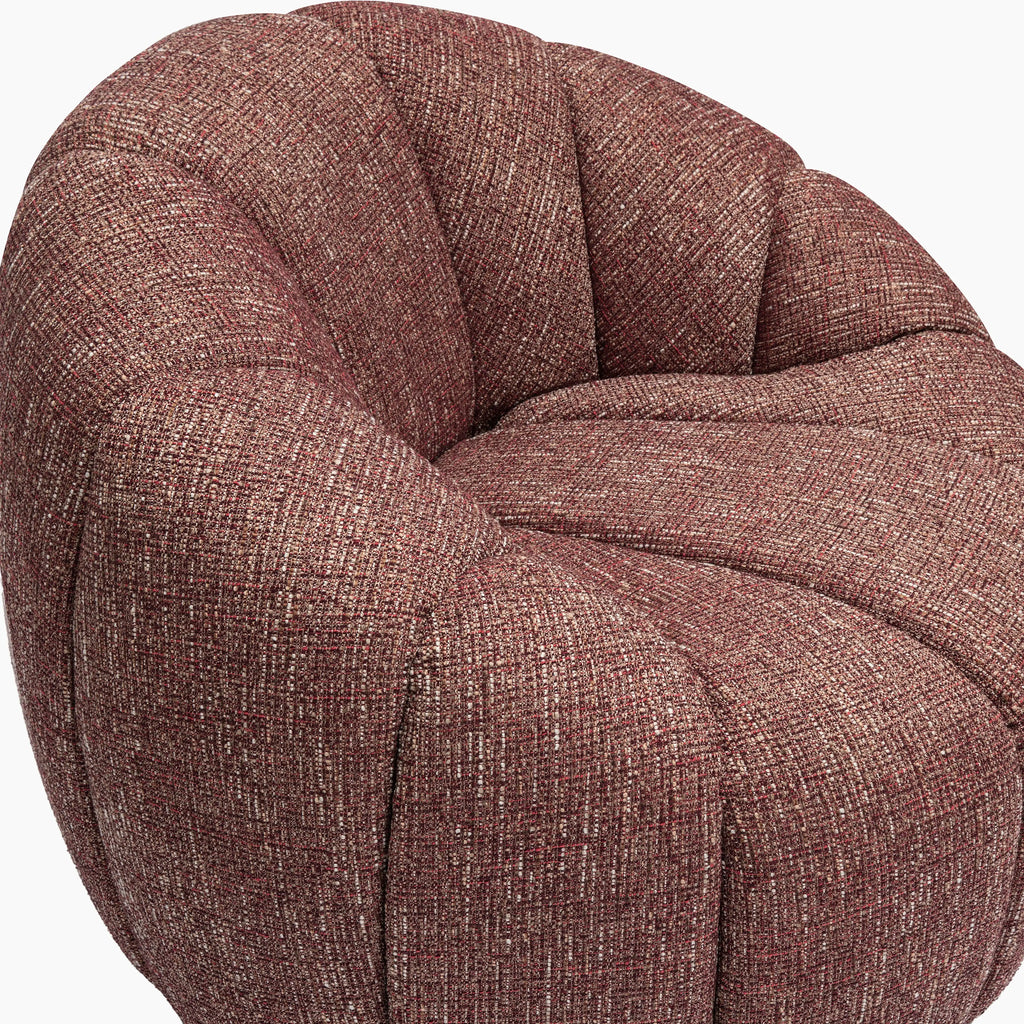 Ivy Swivel Armchair | Speckled Berry Red Boucle & Walnut