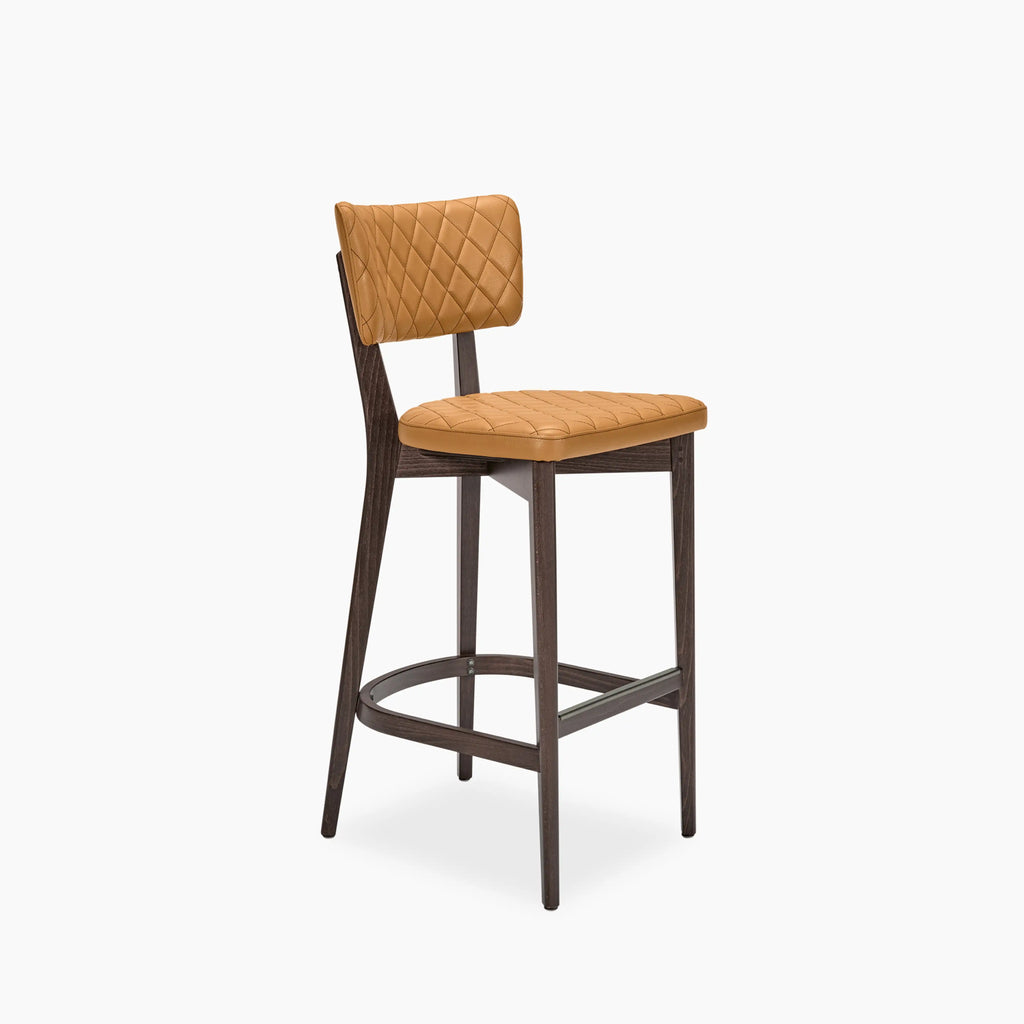 Eleanora Wooden Bar Stool | Quilted Seat & Backrest