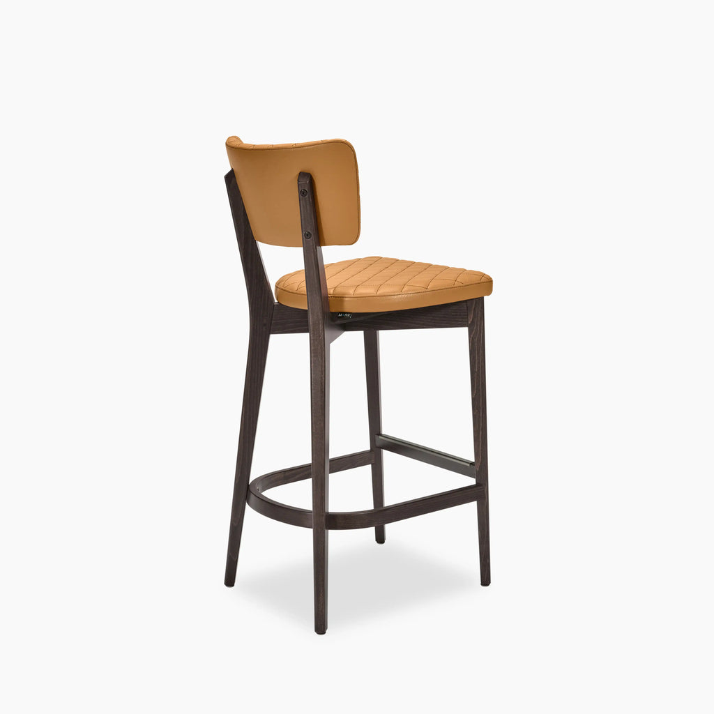 Eleanora Wooden Bar Stool | Quilted Seat & Backrest
