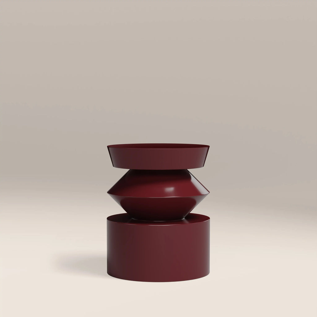 Kayla Round Side Table | High Gloss Burgundy