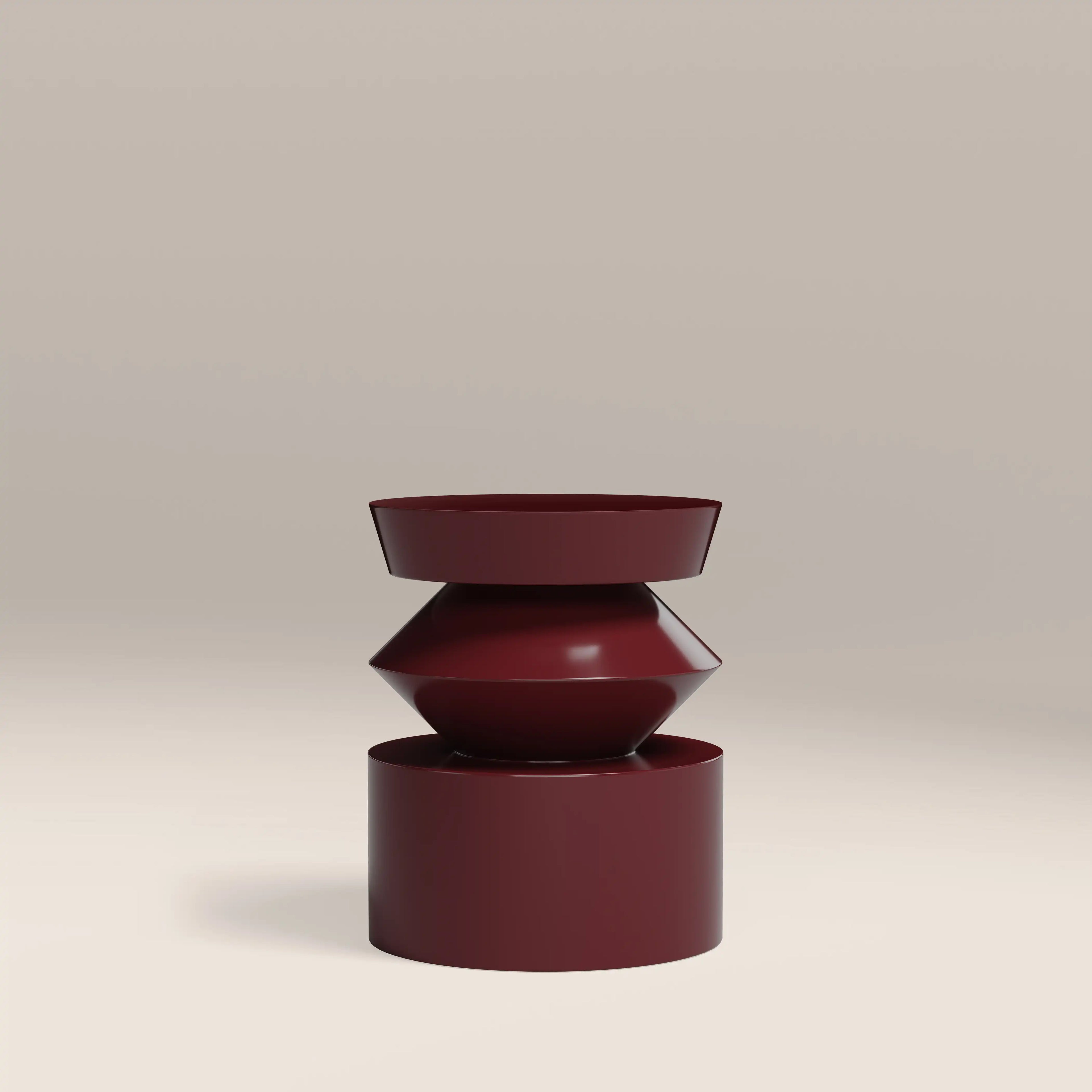Kayla Round Side Table | High Gloss Burgundy