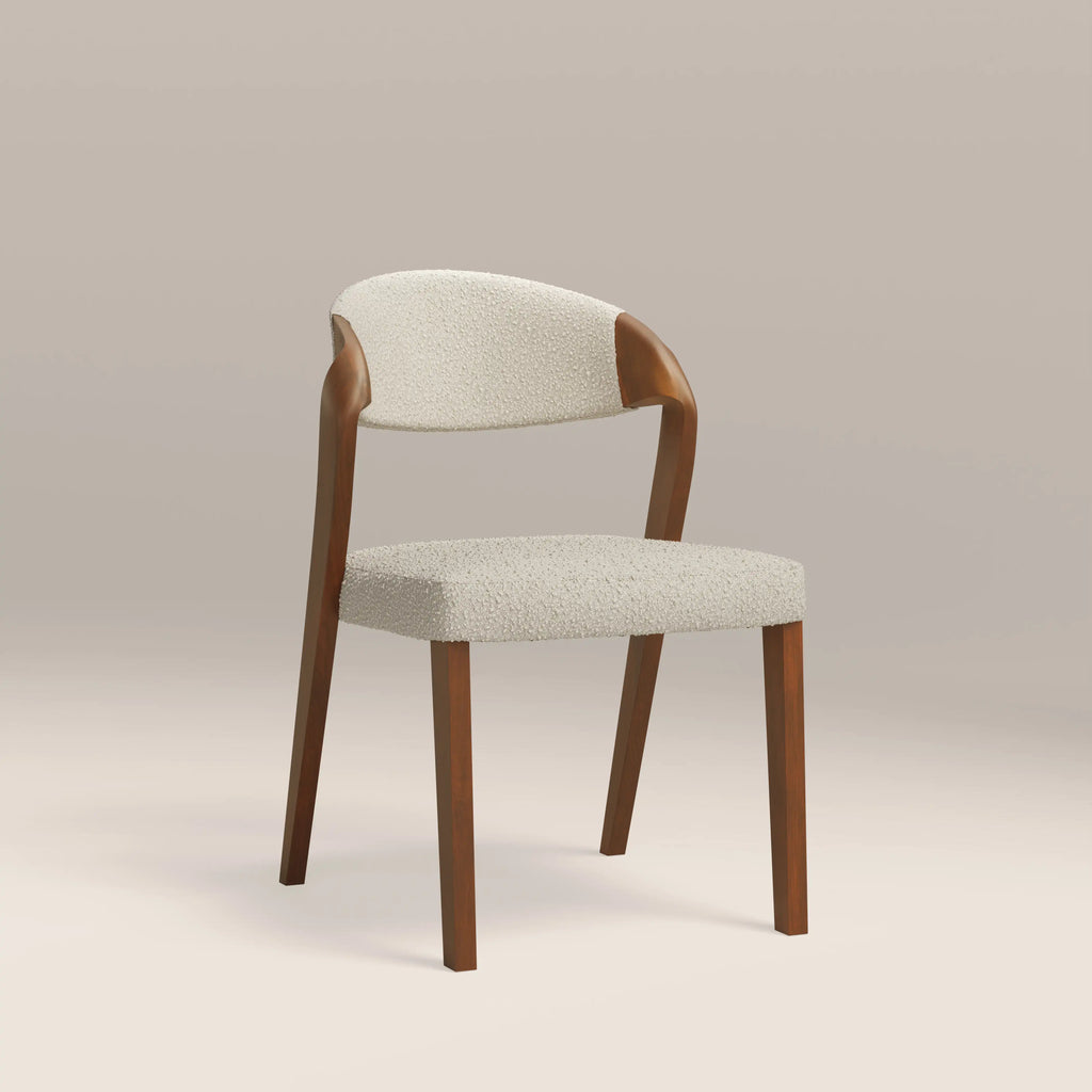 Kennedy Dining Chair | Speckled Stone Sustainable Boucle & Walnut