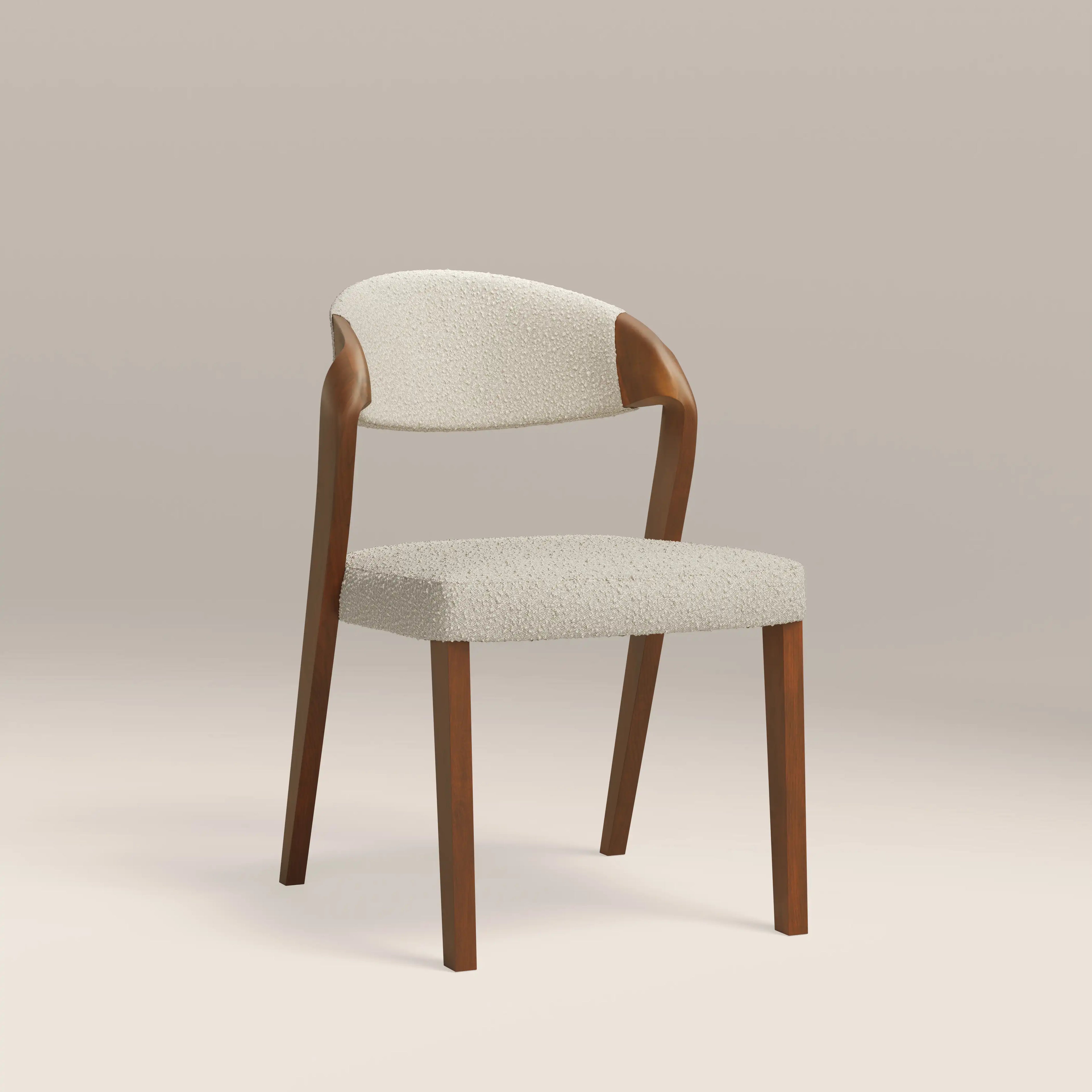 Kennedy Dining Chair | Speckled Stone Sustainable Boucle & Walnut