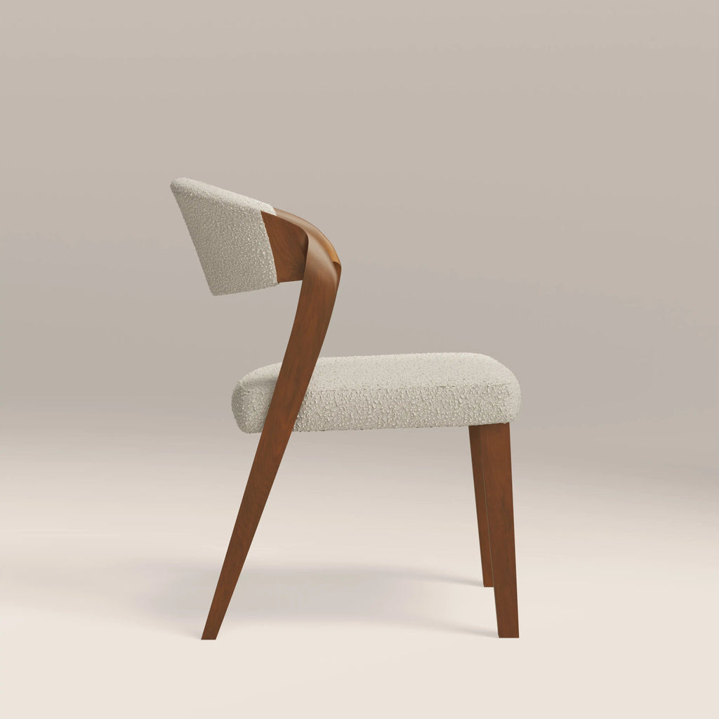 Kennedy Dining Chair | Speckled Stone Sustainable Boucle & Walnut