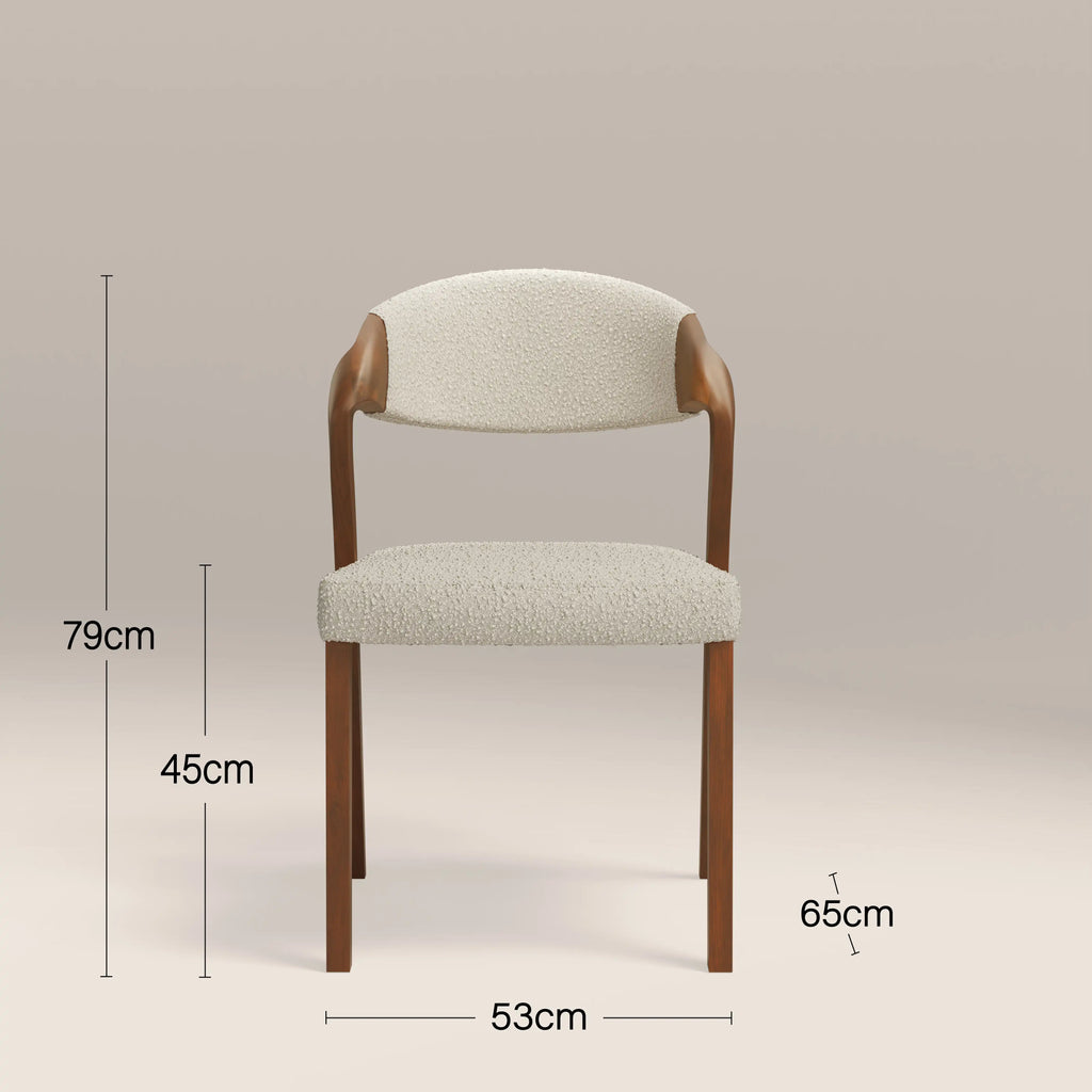 Kennedy Dining Chair | Speckled Stone Sustainable Boucle & Walnut