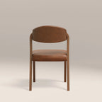 Kennedy Dining Chair | Vintage Tan Faux Leather & Walnut