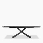 Lincoln 6-8 Seat Rectangle Extendable Dining Table | Black Marble Effect Sintered Stone & Black