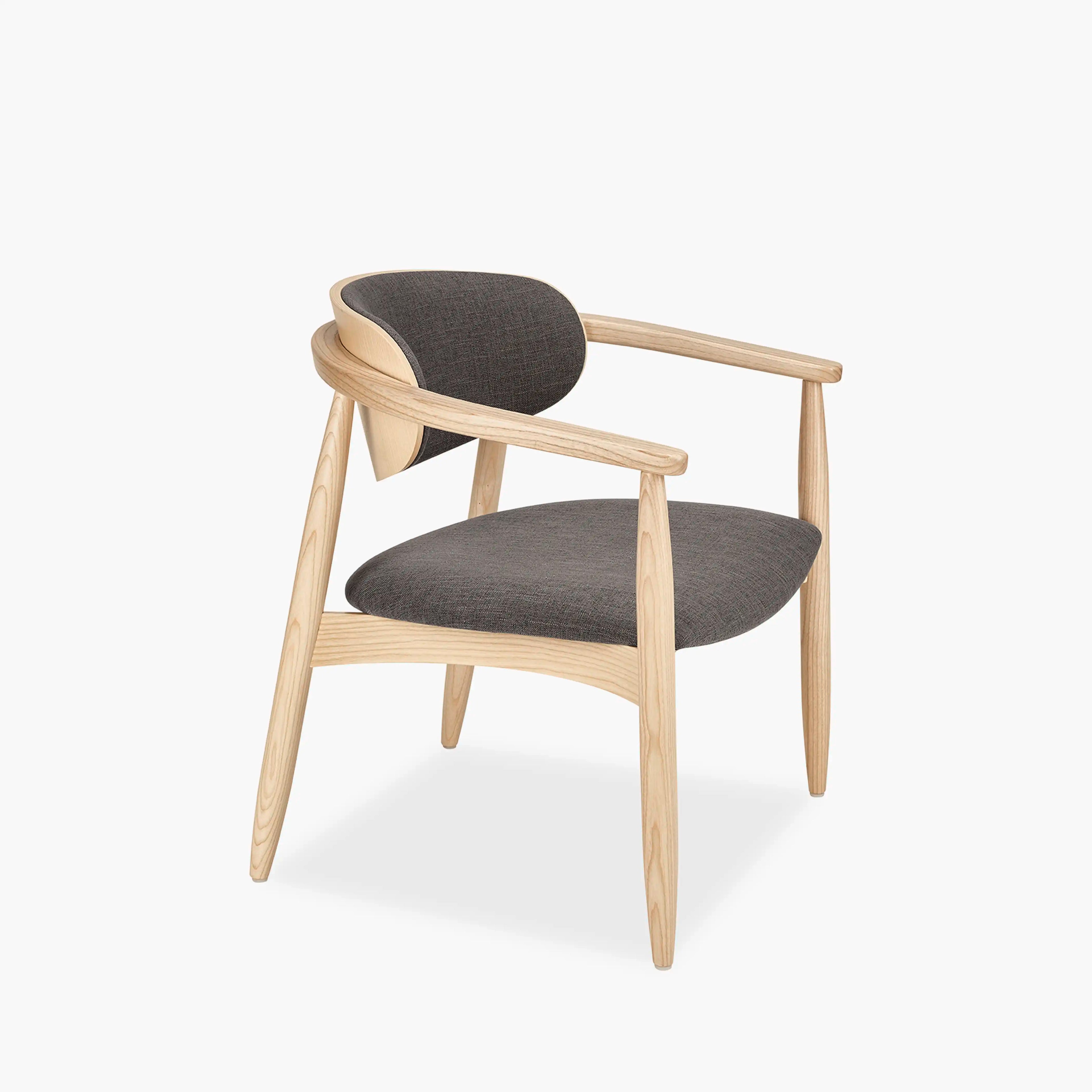 Emrik Wooden Lounge Chair | Upholstered Seat & Mixed Material Backrest