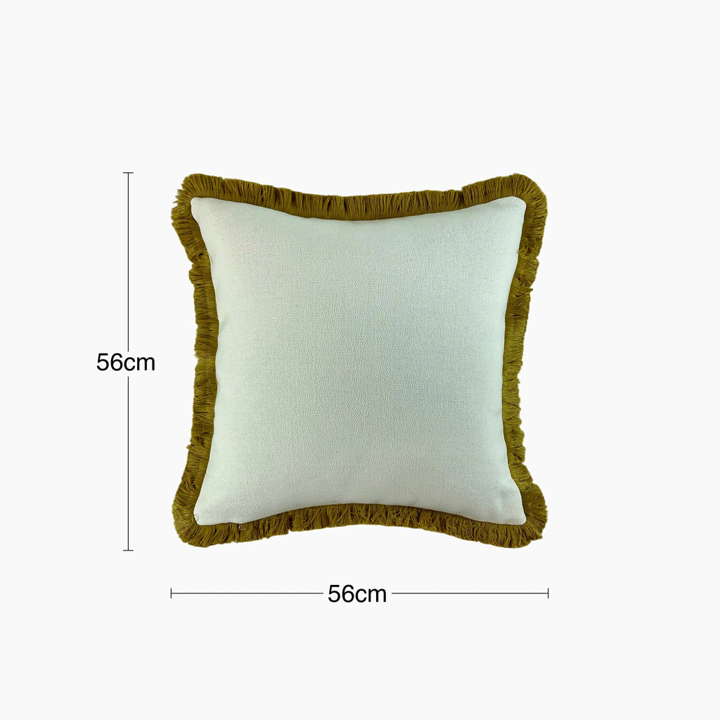 Hugo Large Square Fabric Cushion | Cream & Whiskey Brown