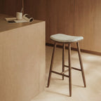 Hatton Wooden Kitchen Stool | Speckled Stone Sustainable Boucle & Walnut