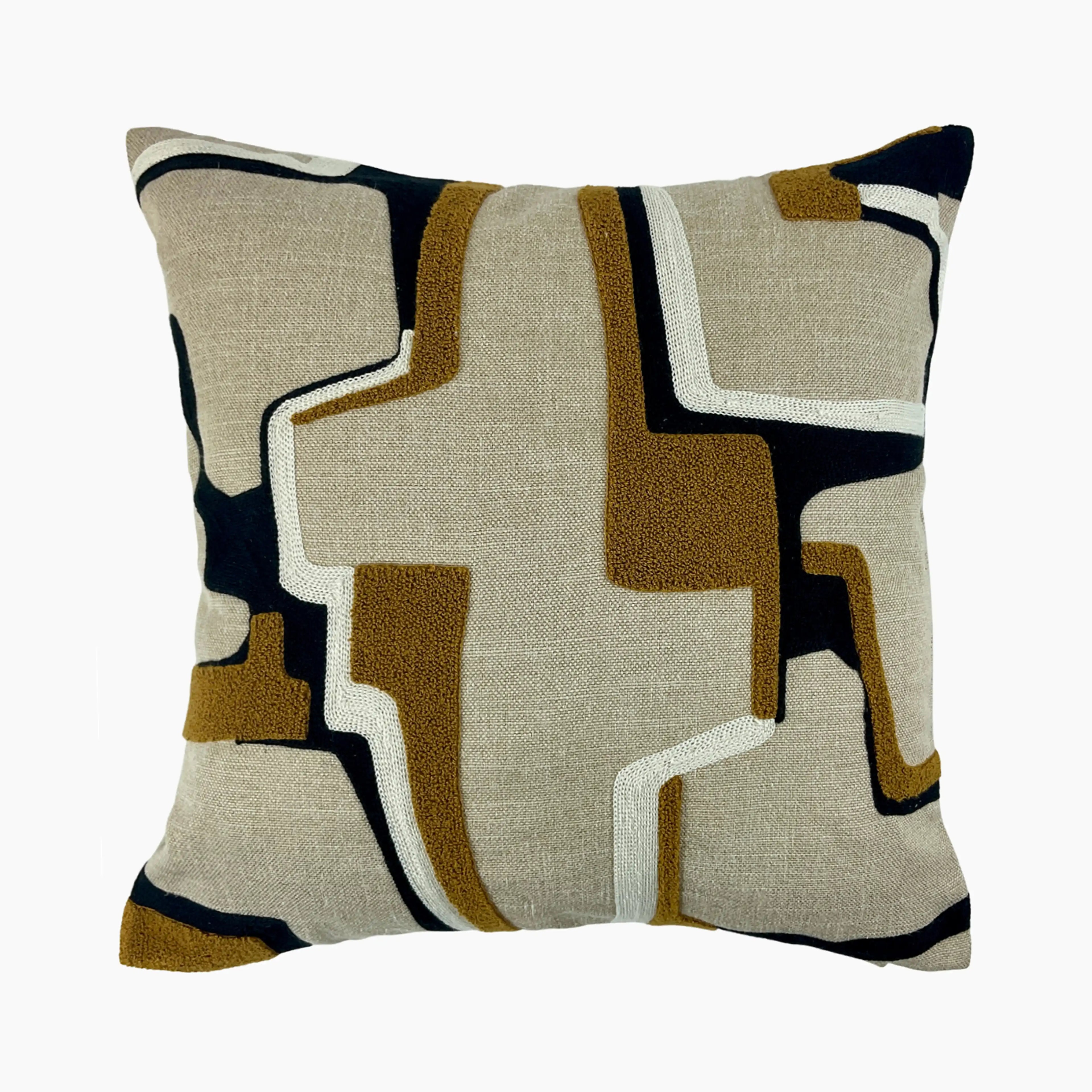 Alto Square Fabric Cushion | Whiskey Brown & Natural