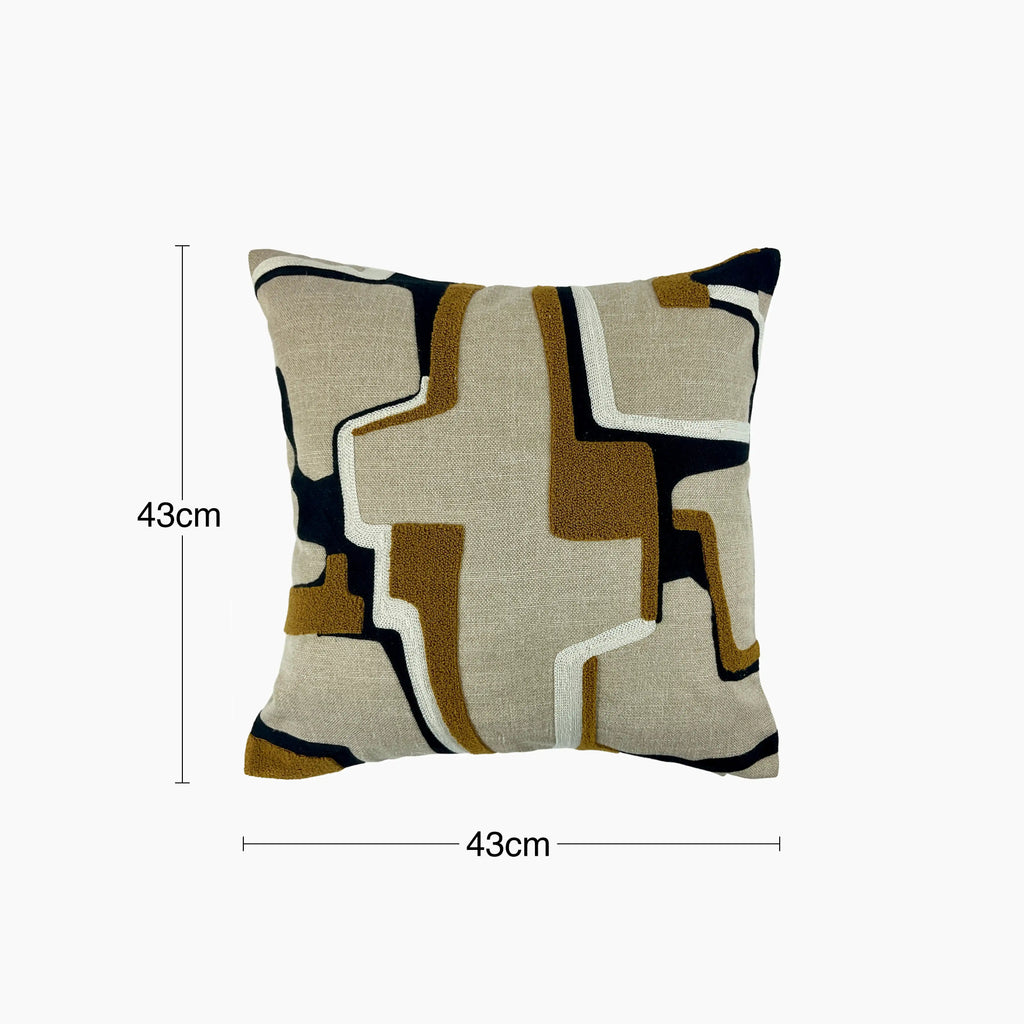 Alto Square Fabric Cushion | Whiskey Brown & Natural