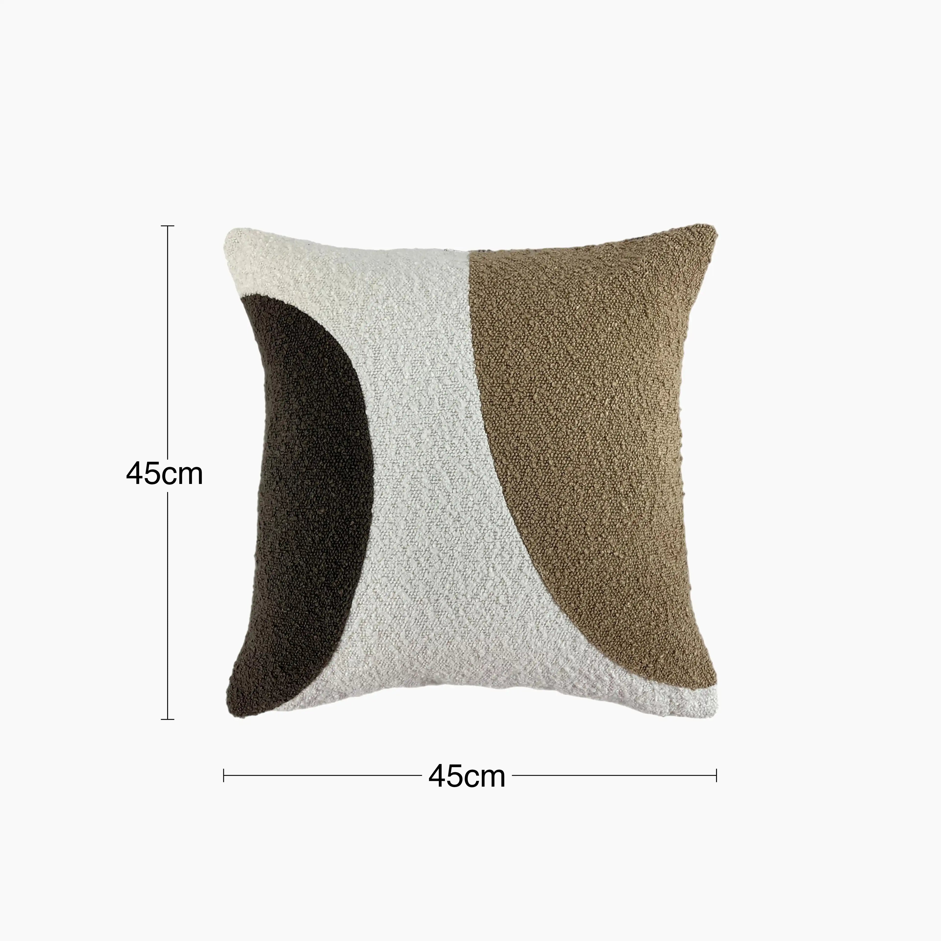 Charlie Square Boucle Cushion | Latte & Brown