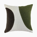 Charlie Square Boucle Cushion | Olive Green & Cream