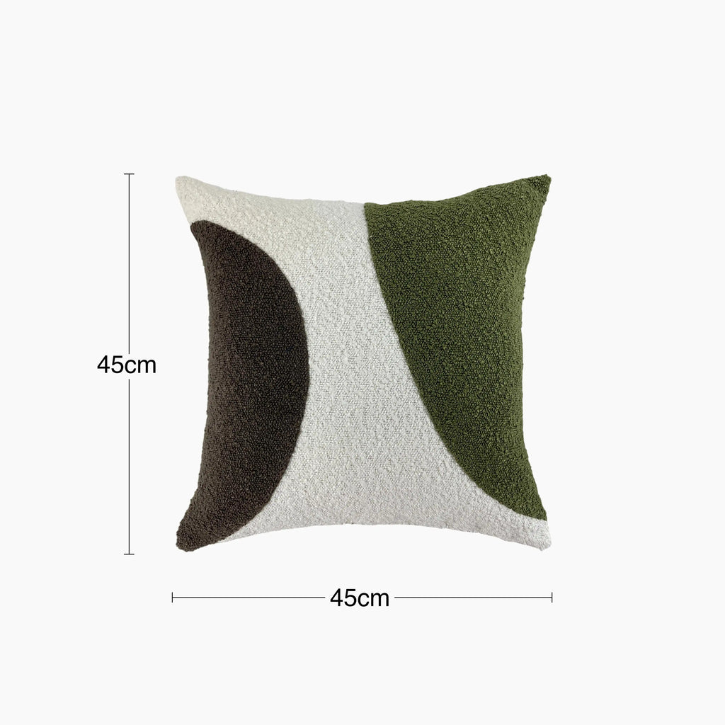 Charlie Square Boucle Cushion | Olive Green & Cream