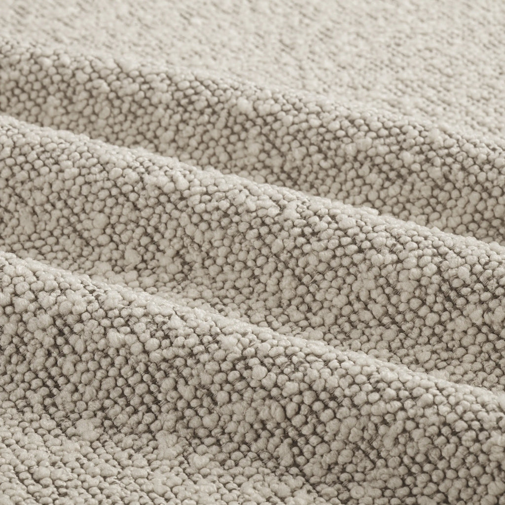 Bidbury Pouffe | Speckled Stone Sustainable Boucle & Walnut Burl Wood