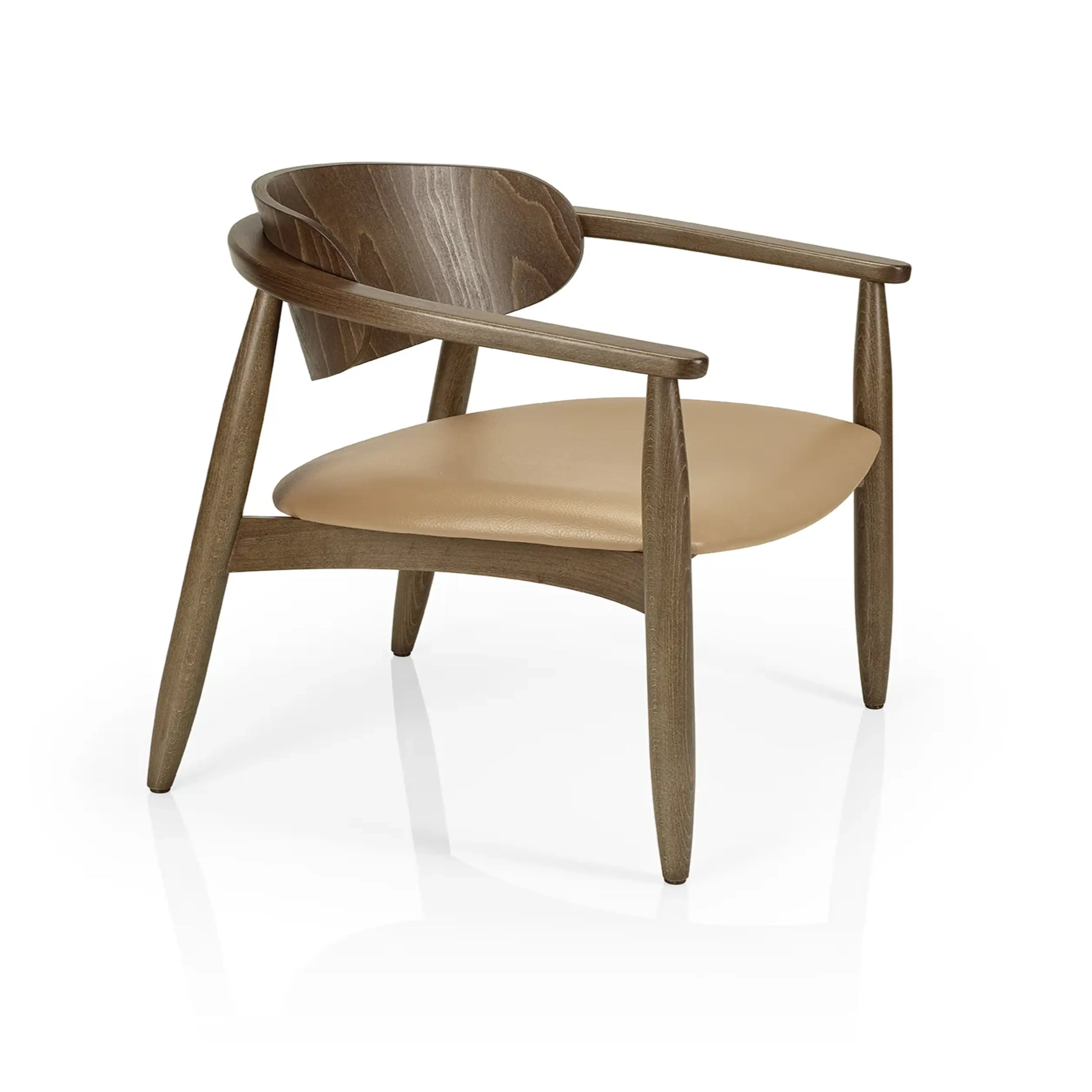 Emrik Wooden Lounge Chair | Upholstered Seat & Wide Backrest