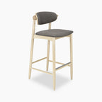 Emrik Wooden Bar Stool | Upholstered Seat & Mixed Material Backrest