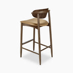 Emrik Wooden Bar Stool | Upholstered Seat & Wide Backrest