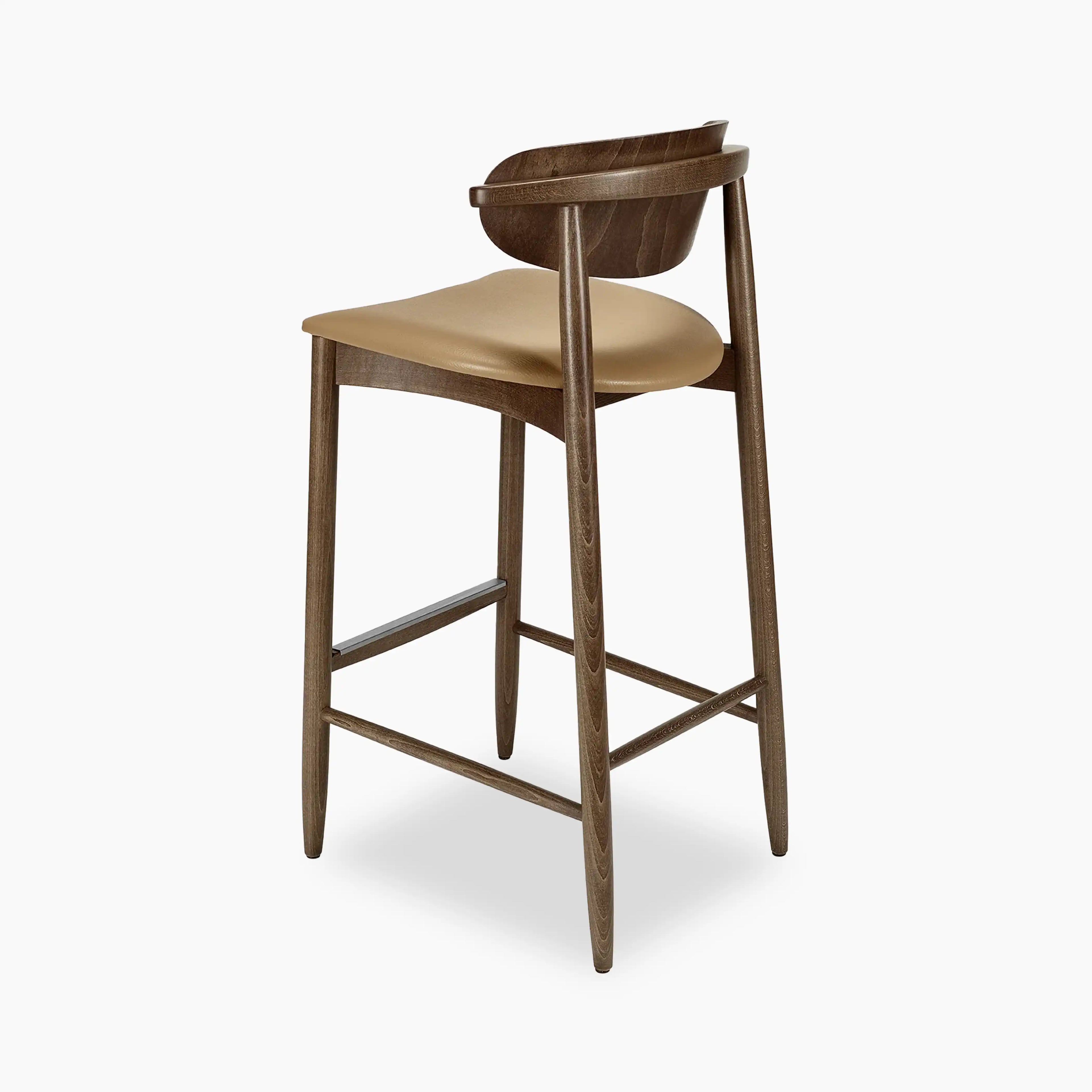 Emrik Wooden Bar Stool | Upholstered Seat & Wide Backrest