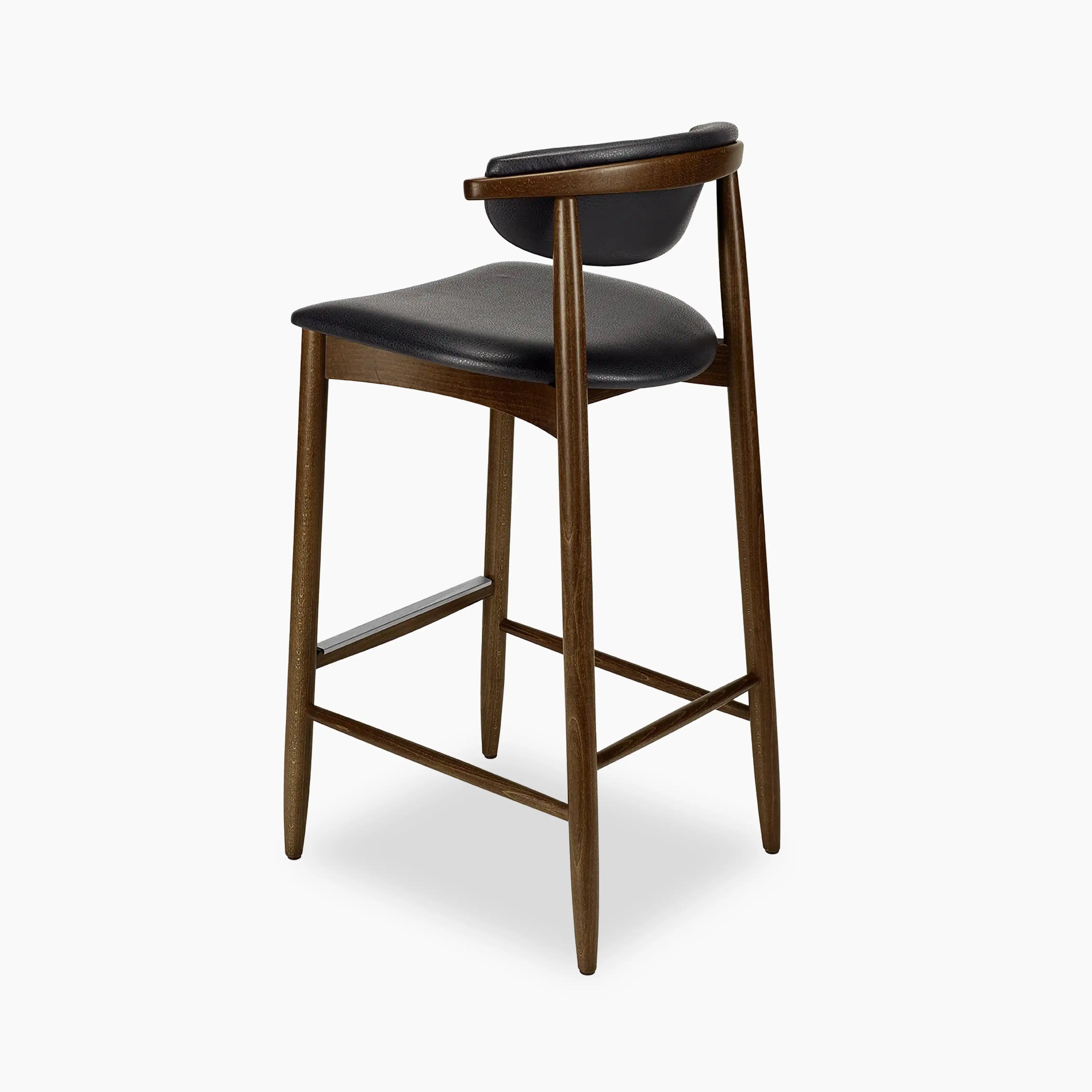 Emrik Wooden Bar Stool | Upholstered Seat & Upholstered Backrest
